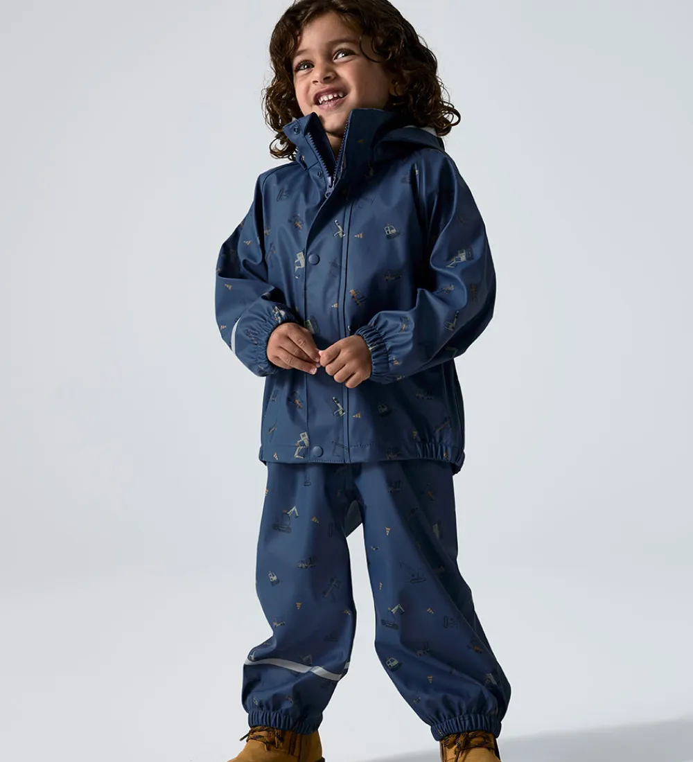 Regntøj m. Seler - NmmDry10 - Vintage Indigo m. Print|Name It Sale