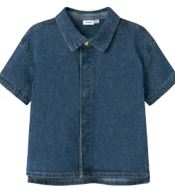 Skjorte k/æ - Hør/Bomuld - NmmPeter - Mørkeblå Denim|Name It New