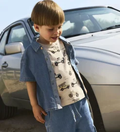 Skjorte k/æ - Hør/Bomuld - NmmPeter - Mørkeblå Denim|Name It New