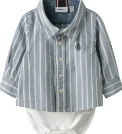 Skjortebody l/æ - NbmRekid - Flint Stone/Thin Stripe - B|Name It Best