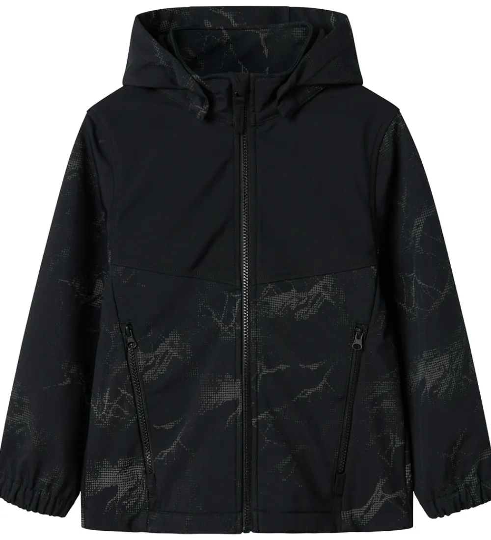 Softshell m. Fleece - NkmAlfa08 - Sort m. Refleksprint|Name It Best