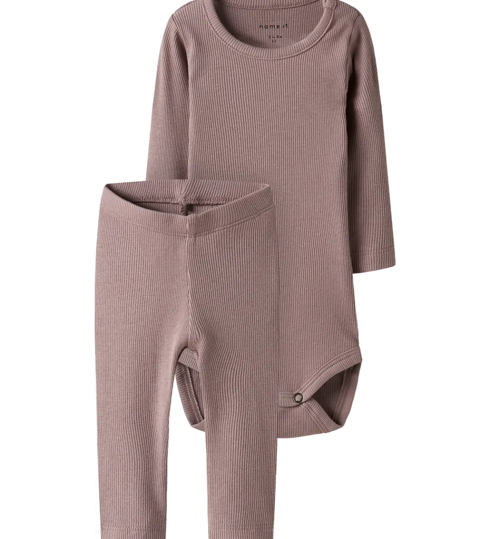 Sæt - Body l/æ/ Leggings - Deauville Mauve/DEAUVILLE MA|Name It
