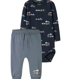 Sæt - Bukser/Body l/æ - NbmVroels - Flint Stone/Navy|Name It