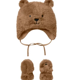 Sæt - Hue/Luffer - Teddy - NbnMatuta - Toasted Coconut|Name It Sale