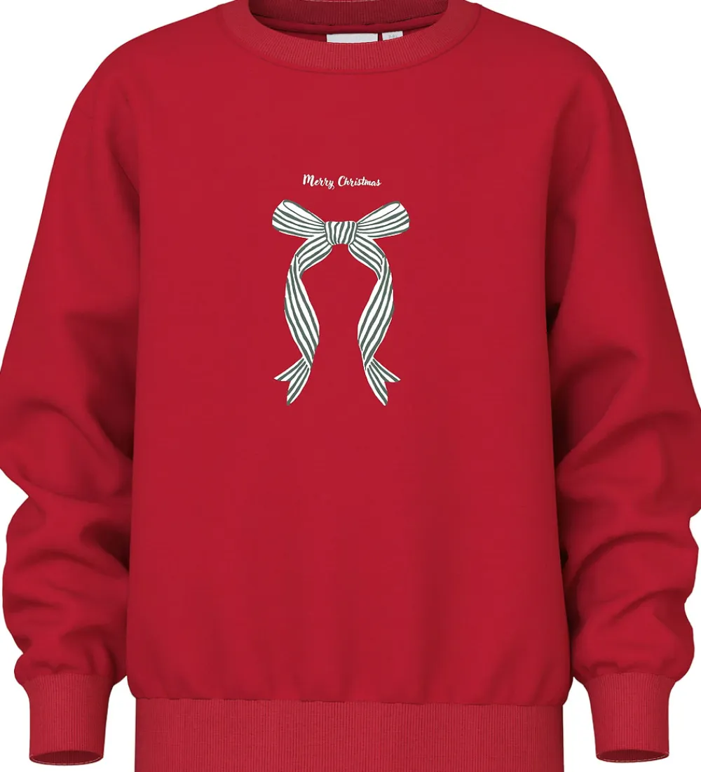 Sweatshirt - NkfVismas - Jester Red/Xmas Bow|Name It Discount