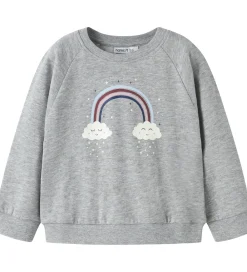 Sweatshirt - NmfVenus - Grey Melange/Rainbow Clouds|Name It Best