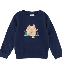 Sweatshirt - NmfVismas - Navy Blazer/Gingerbread House|Name It Online