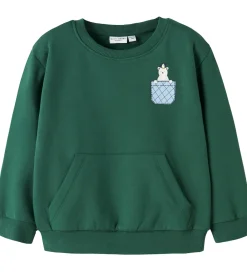 Sweatshirt - NmmVugo - Bistro Green/Pocket Bear|Name It Clearance