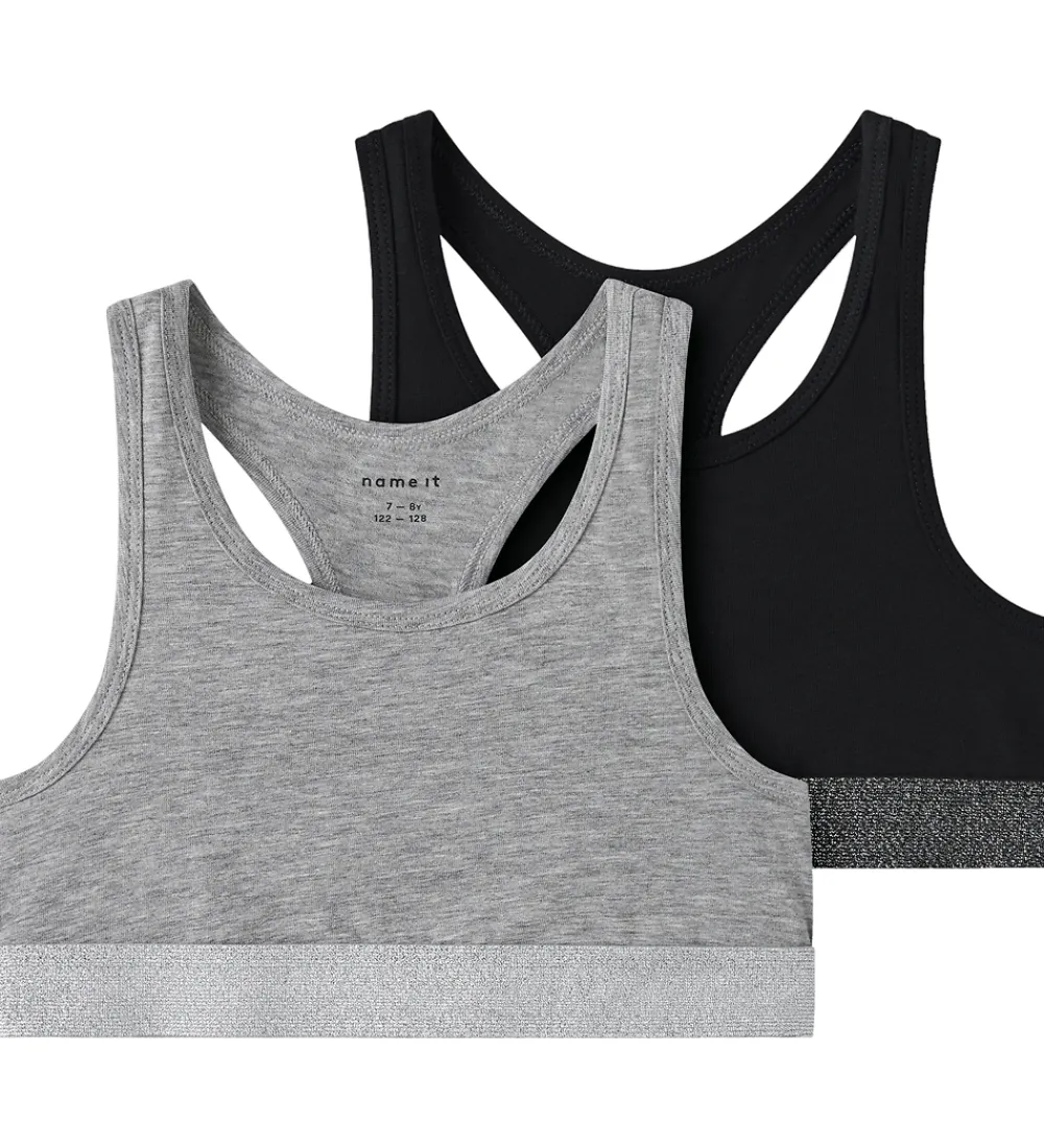 Toppe - Noos - NkfShort - 2-pak - Sort/Gråmeleret|Name It