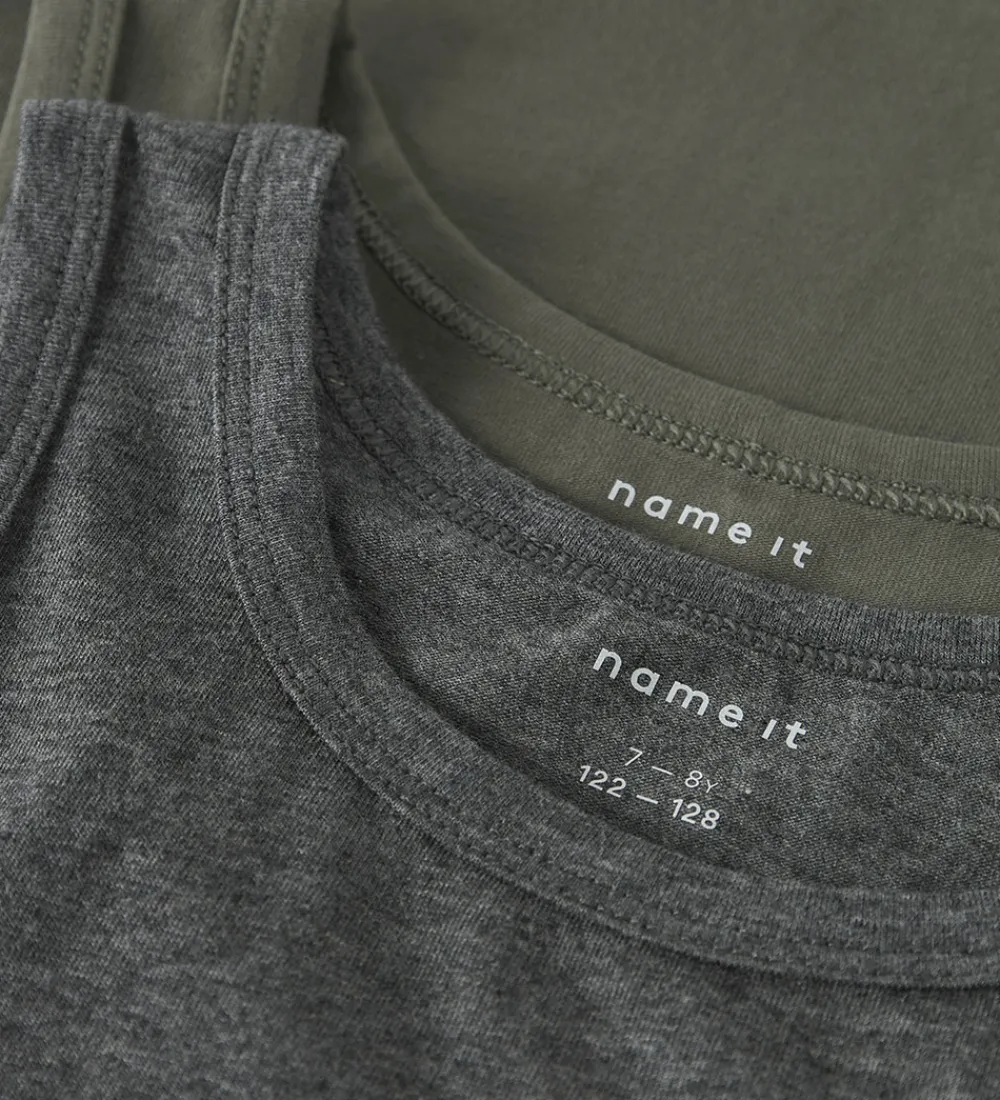 Undertrøjer - Noos - NkmTank - 2-pak - Tea Leaf/Dark Gre|Name It Best