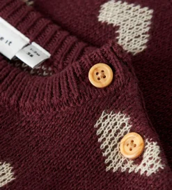 Nmae It Bluse - Strik - NbfOana - Burgundy/Peyote Heart|Name It Clearance