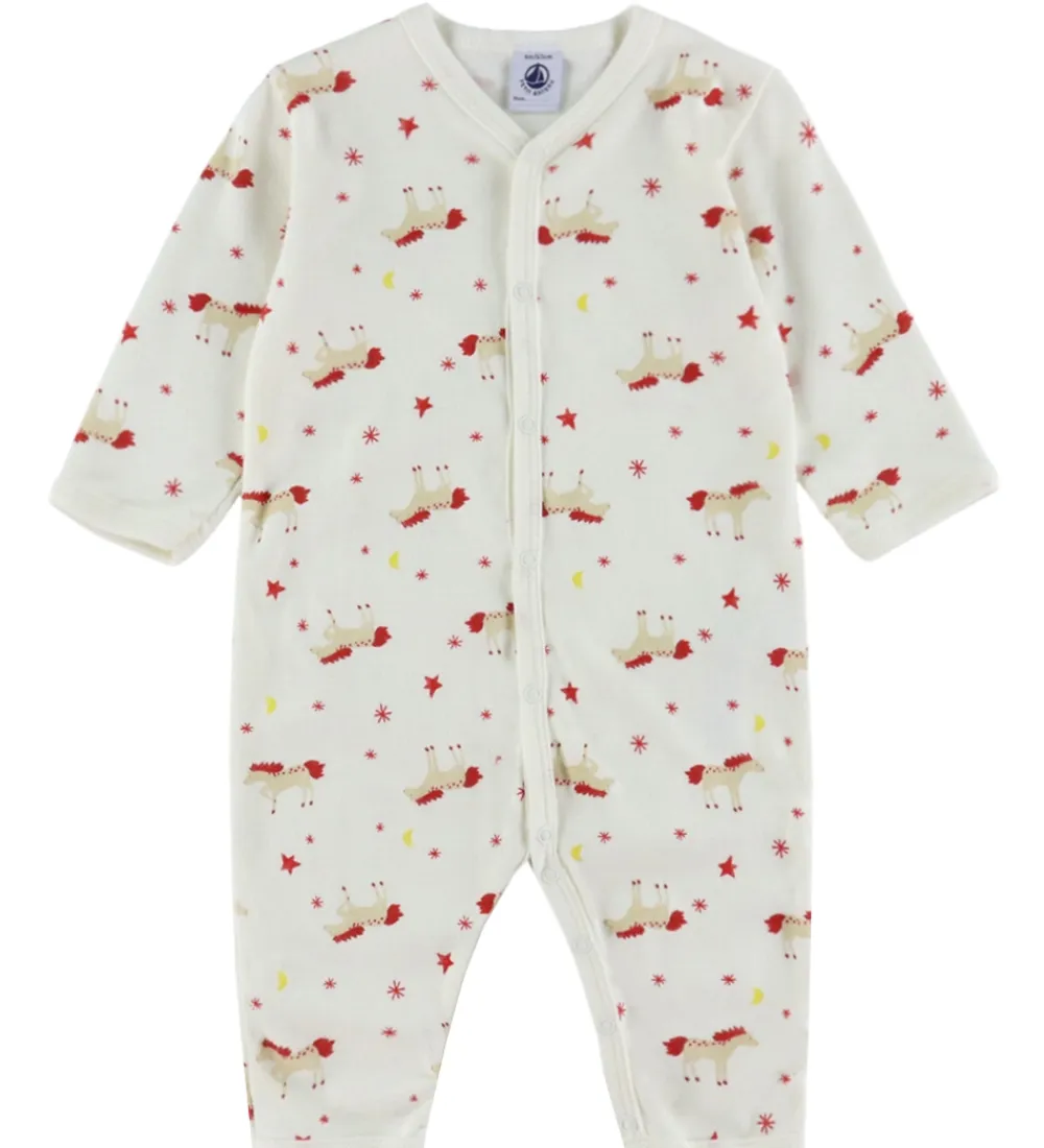 Natdragt - Milk m. Stjerner og Heste|Petit Bateau New