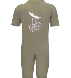 Badeheldragt - Noe - UV50+ - Olive m. Kirsebær|Petit Crabe