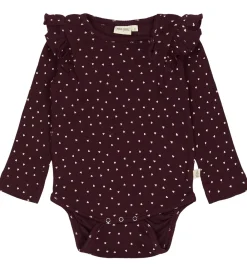 Body l/æ - Rib - Modal - Dark Grape m. Hjerter|Petit Piao Sale