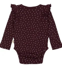 Body l/æ - Rib - Modal - Dark Grape m. Hjerter|Petit Piao Sale