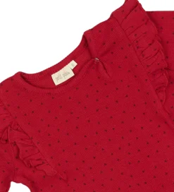 Kjole - Rib - Modal - Frill - Jet Red/Biking Red|Petit Piao Outlet