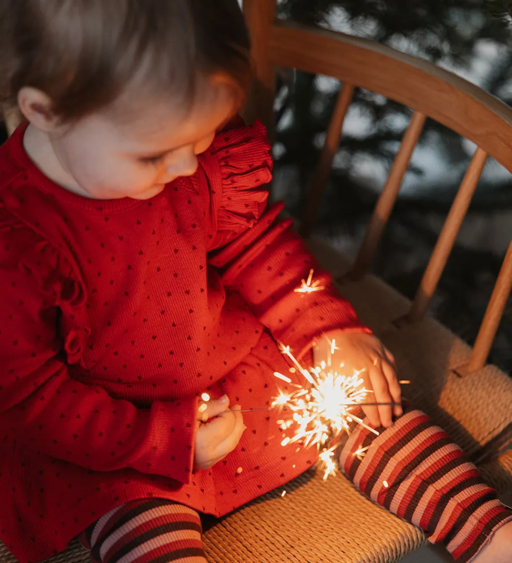 Kjole - Rib - Modal - Frill - Jet Red/Biking Red|Petit Piao Outlet