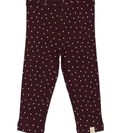 Leggings - Rib - Modal - Dark Grape m. Hjerter|Petit Piao Online