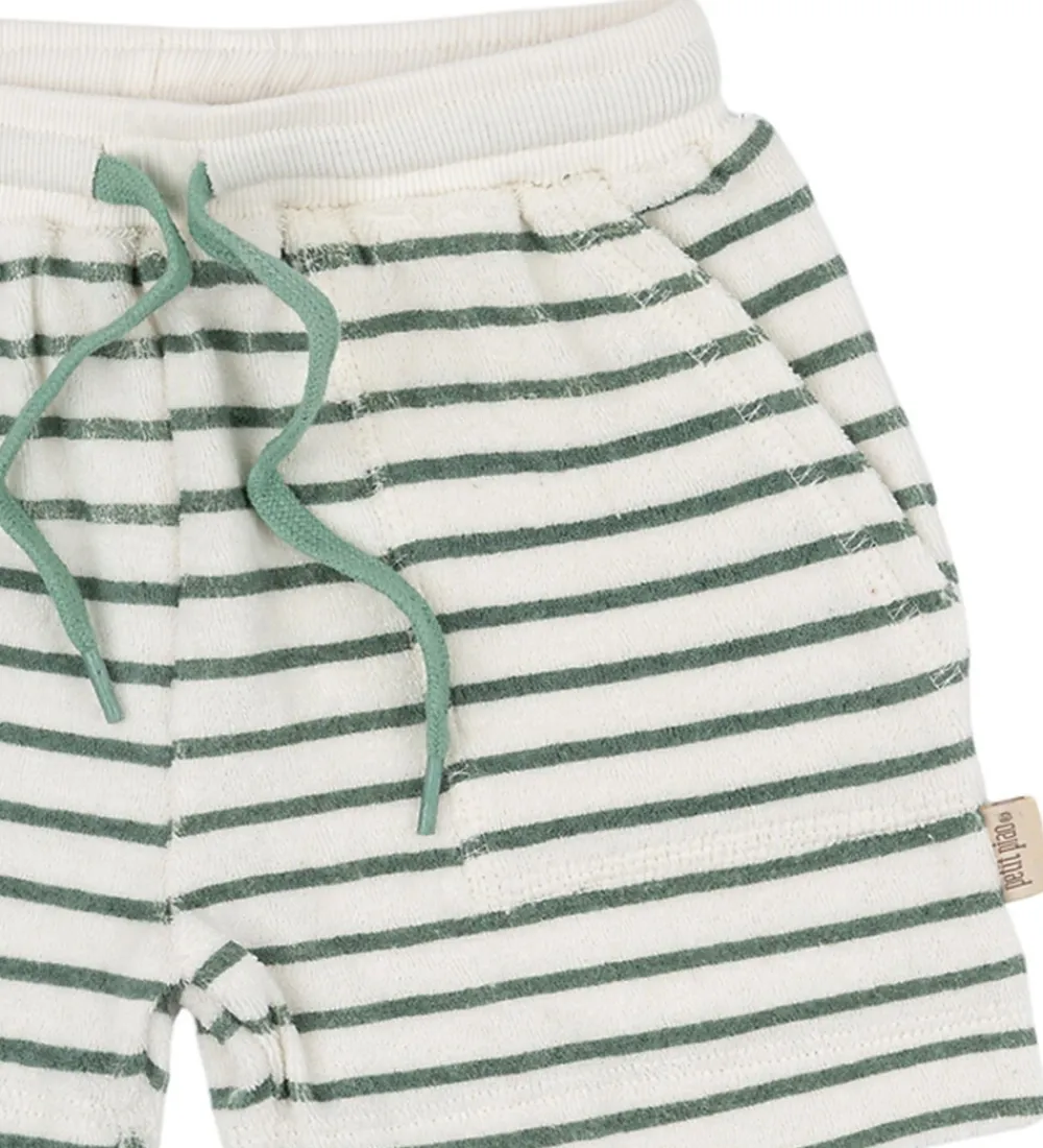 Sweatshorts - Frotté - Pocket - Off white/green|Petit Piao Clearance