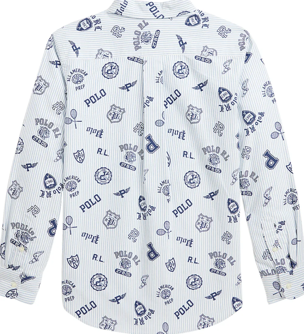 Skjorte - Hvid/Lyseblåstribet m. Navy|Polo Ralph Lauren Hot