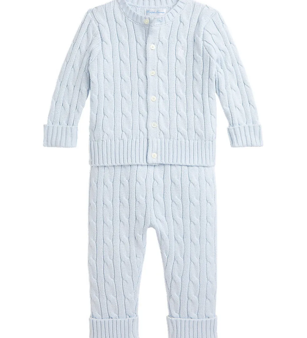 Sæt - Cardigan/Bukser - Strik - Pearl Blue|Polo Ralph Lauren Discount