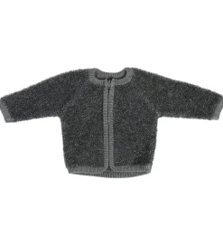 Cardigan m Lynlås - Uld - Grey Melange|Smallstuff Online