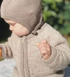 Cardigan m. Lynlås - Uld - Natur Melange|Smallstuff Online