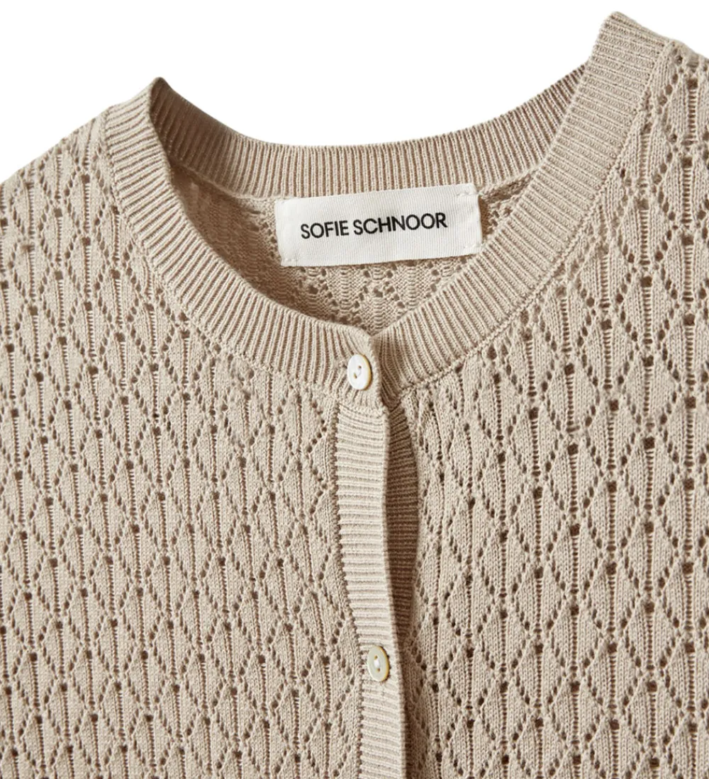 Cardigan - Strik - CisseSY - Beige m. Hulmønster|Sofie Schnoor Sale