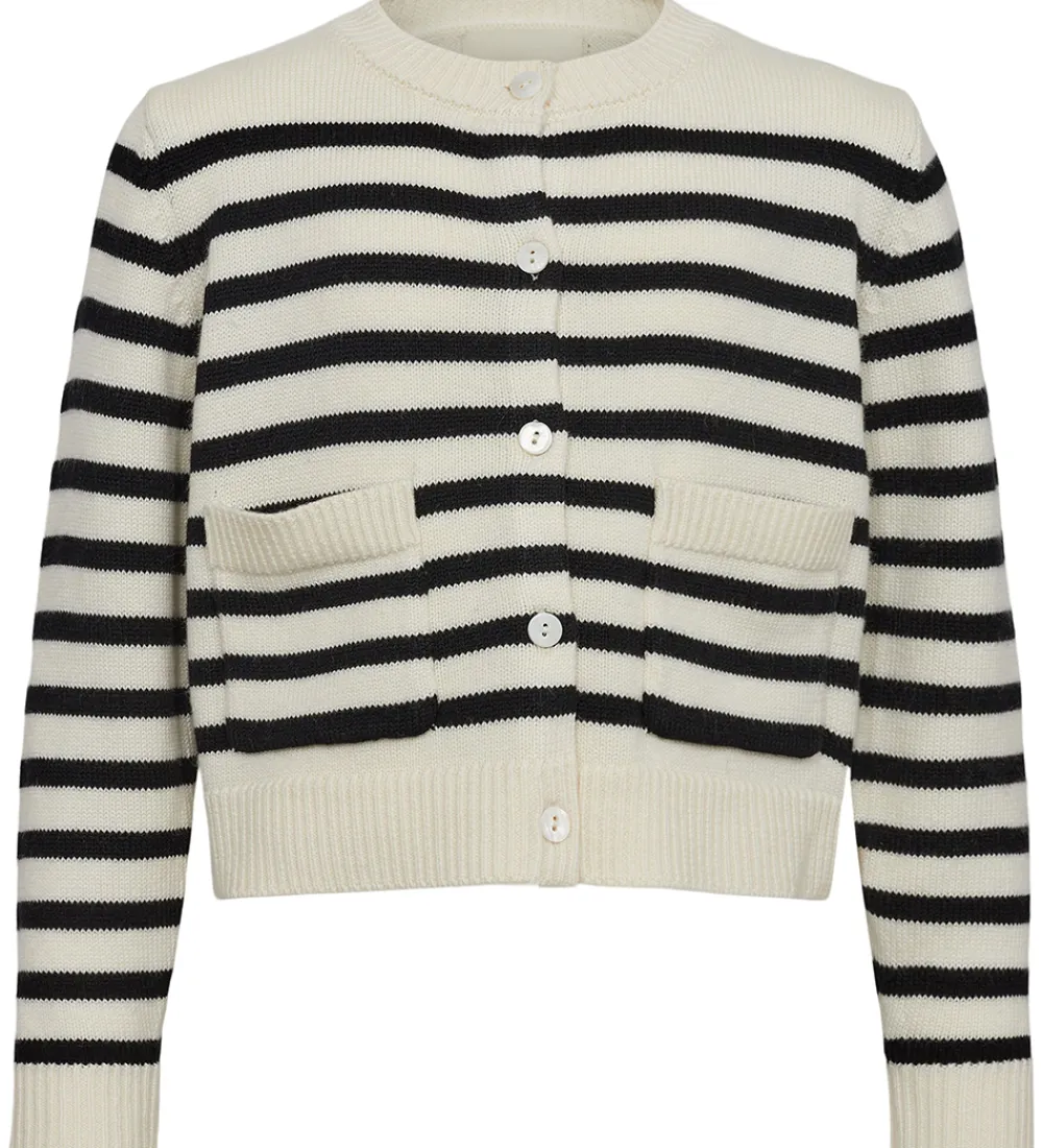 Cardigan - Strik - Off White m. Striber|Sofie Schnoor Discount