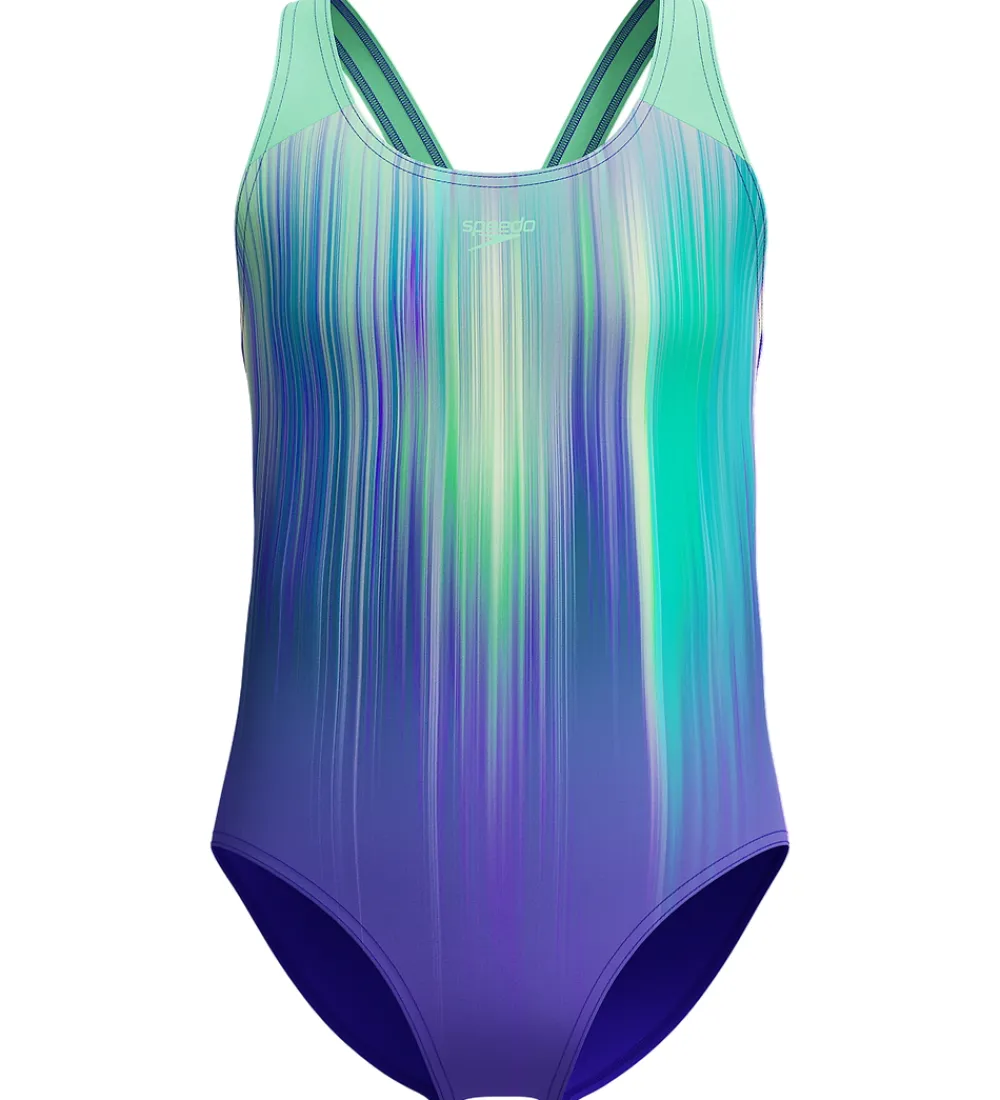 Badedragt - Digi Placement Splashback - Grøn/Lilla|Speedo Online