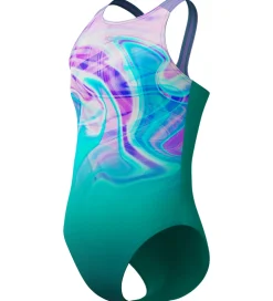 Badedragt - Printed Pulseback - Grøn/Pink|Speedo Best