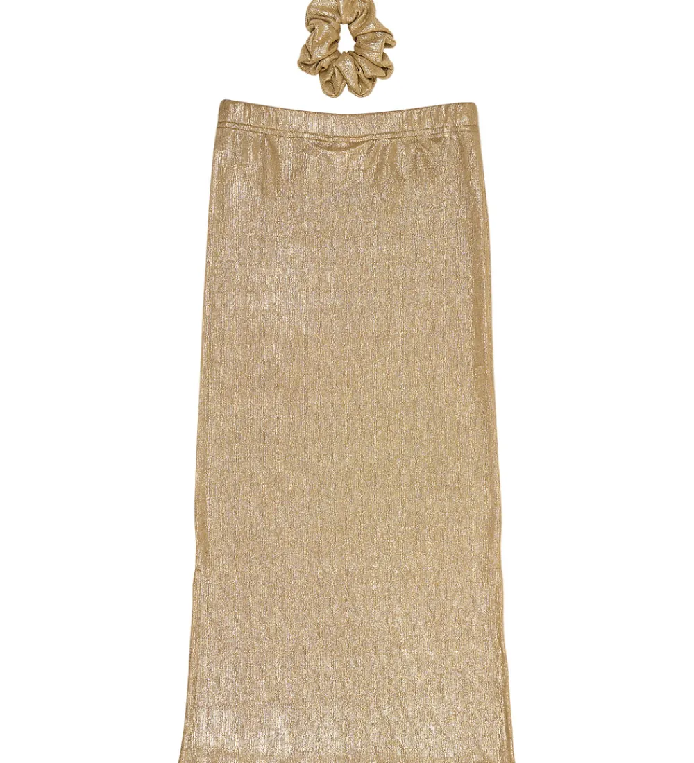 Nederdel m. Scrunchie - TnRosalind - Guld|The New Sale