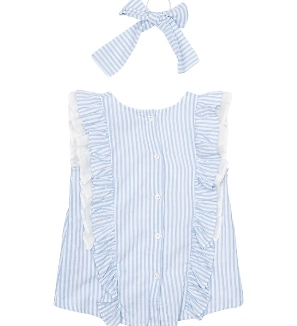 Top/Hårelastik - TnNalani - White Swan Striped m. Glimme|The New Outlet