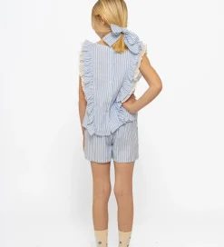 Top/Hårelastik - TnNalani - White Swan Striped m. Glimme|The New Outlet