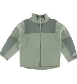 Fleecejakke - Uld - Støvet Grøn|Voksi