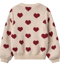 Cardigan - Merinould - Offwhite Melange m. Hjerter|Wheat Online