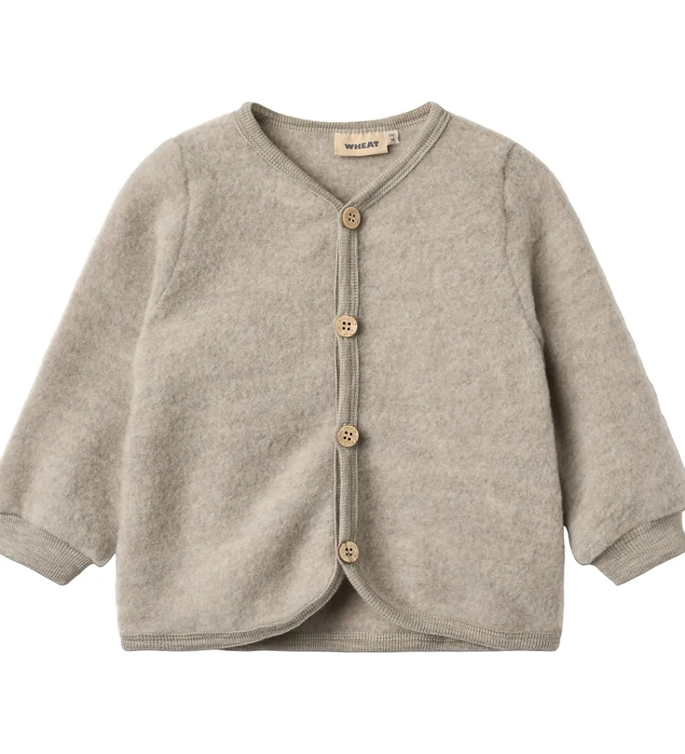 Cardigan - Uldfleece - Kari - Khaki Melange|Wheat New