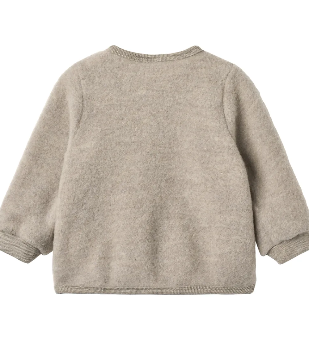 Cardigan - Uldfleece - Kari - Khaki Melange|Wheat New