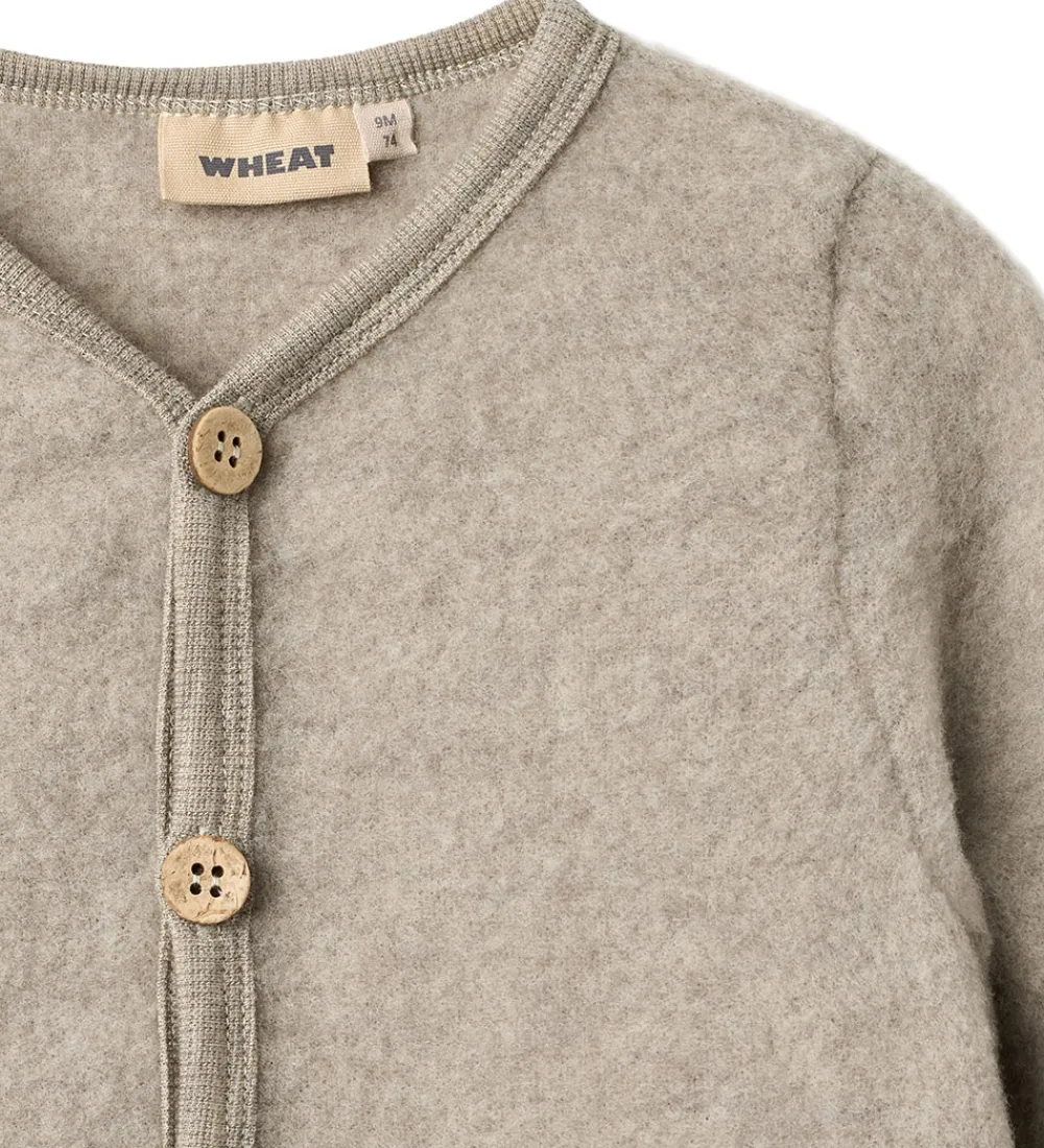 Cardigan - Uldfleece - Kari - Khaki Melange|Wheat New