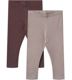 Leggings - 2-pak - Rib - Bomuld/Modal - Maddy - Purple Fud|Wheat Outlet