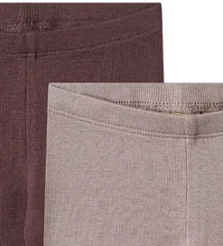 Leggings - 2-pak - Rib - Bomuld/Modal - Maddy - Purple Fud|Wheat Outlet