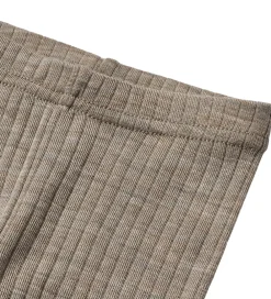 Leggings - Uld/Silke - Rib - Agi - Khaki Melange|Wheat Discount