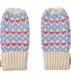 Luffer - Uld - Jacquard - Haansi - Blå m. Hjerter|Wheat Sale