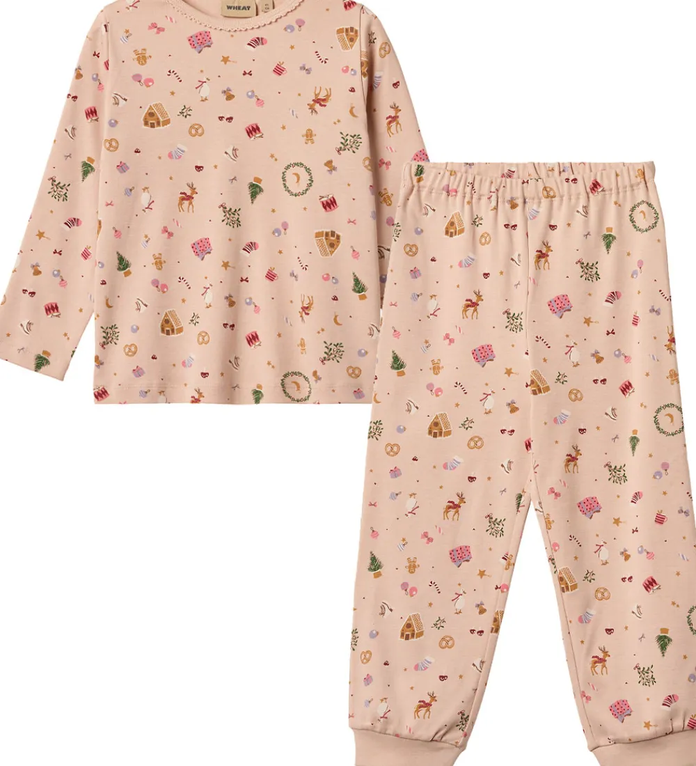 Nattøj - 2-delt - Mila - Rose Dust Holiday|Wheat