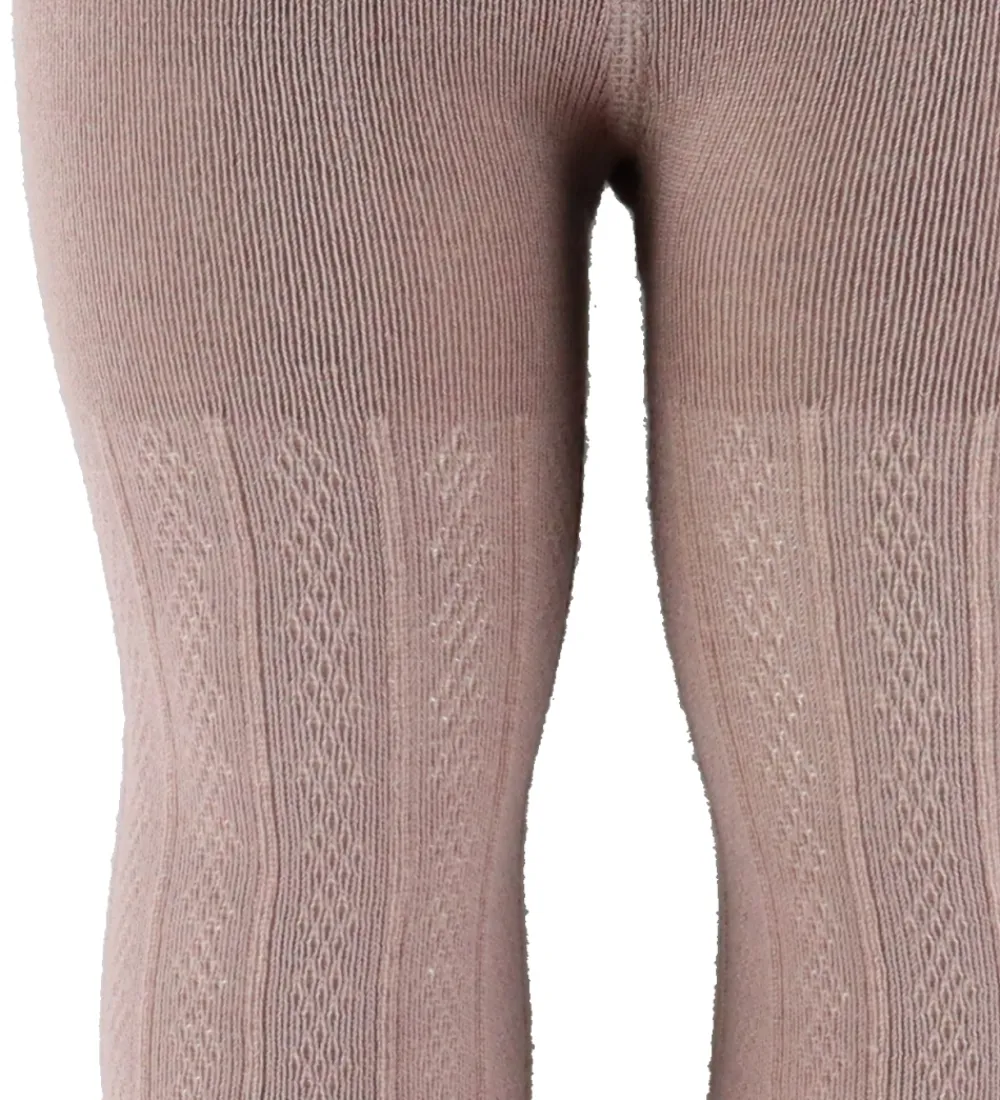 Strømpebukser - Uld - Karla - Dry Rose m. Mønster|Wheat New