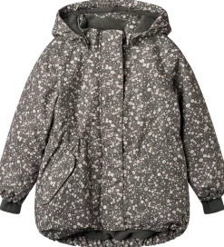 Vinterjakke - Tove - Black Sea Open Flowers|Wheat Clearance